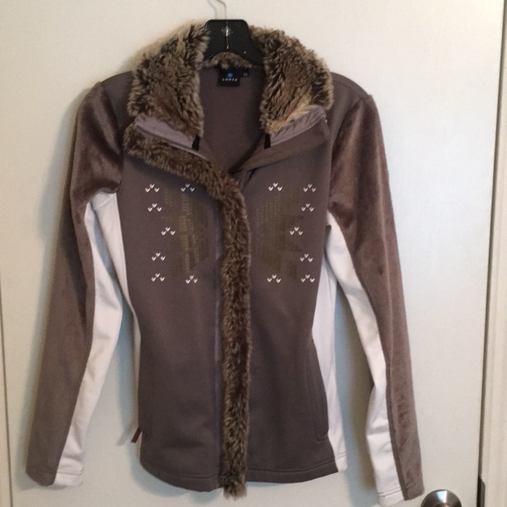 Women’s Luhta lightweight jacket, faux fur trimmed